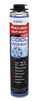 Dose beko Pistolenschaum COOL Winter für Montage und Dämmung bei Temperaturen von minus 10 bis plus 30 Grad Celsius.