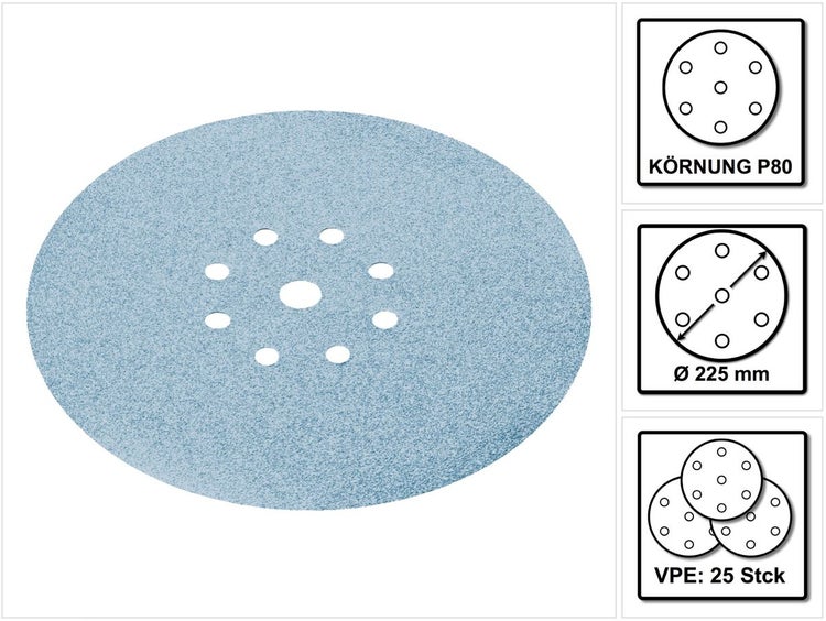 Festool STF D225/8 Granat Schleifscheiben 225 mm für PLANEX P80 GR / 25 Stück ( 499636 )