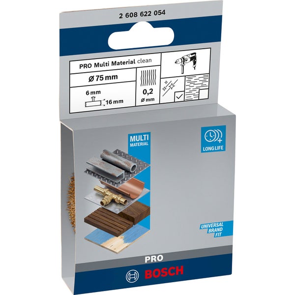 Bosch PRO Multi Material clean Scheibenbürste 75 x 0,20 mm gerader Schaft - 2608622054