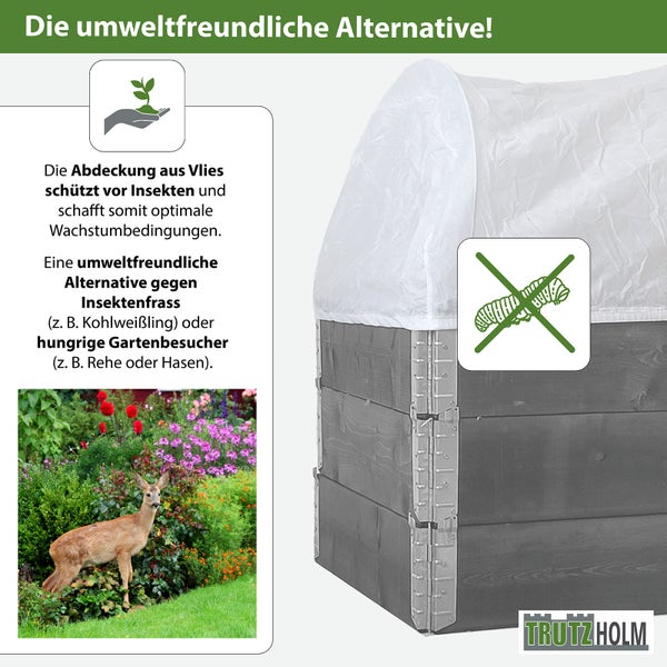 Hochbeetabdeckung 120 x 80 cm Bogenabdeckung mit Vlies Frühbeetabdeckung