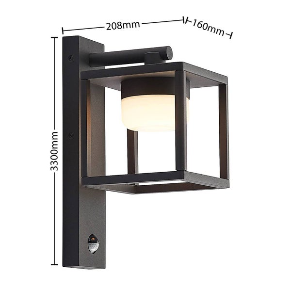 Lucande Wandleuchte außen Timio mit Bewegungsmelder (spritzwassergeschützt (Modern) in Alu aus Aluminium (1 flammig, GX53) - Wandlampe für Außenwand/Hauswand Haus Terrasse und Balkon