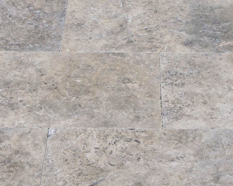Wohnrausch Travertin Fliesen SILVER GREY 61 x 40,6 x 1,2 cm, getrommelt, grau