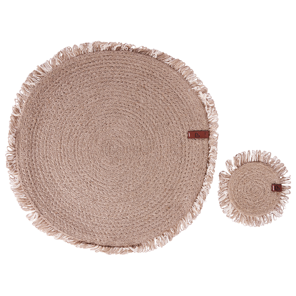 Tischset mit Untersetzern 12-teilig RIBBERY Naturfarben Jute