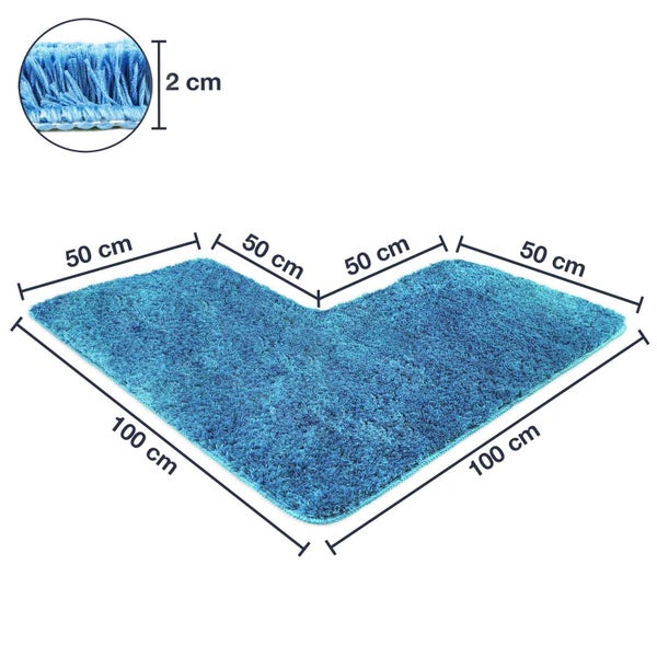 V-förmiger Teppich mit den Maßen 50 cm, 100 cm und einer Florhöhe von 2 cm