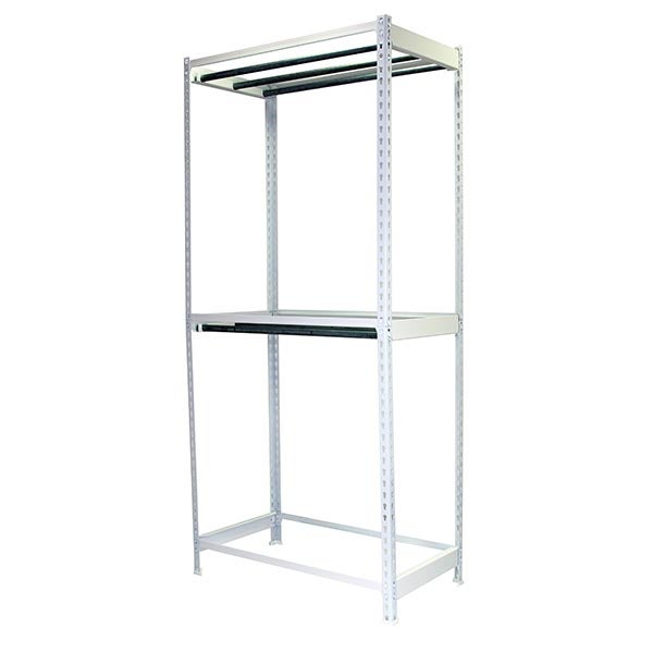 PROREGAL Kleiderstangenregal Metal Doppel HxBxT 300 x 90 x 75 cm Weiß Kleiderständer Garderobe Klamottenregal Stangenregal Regal