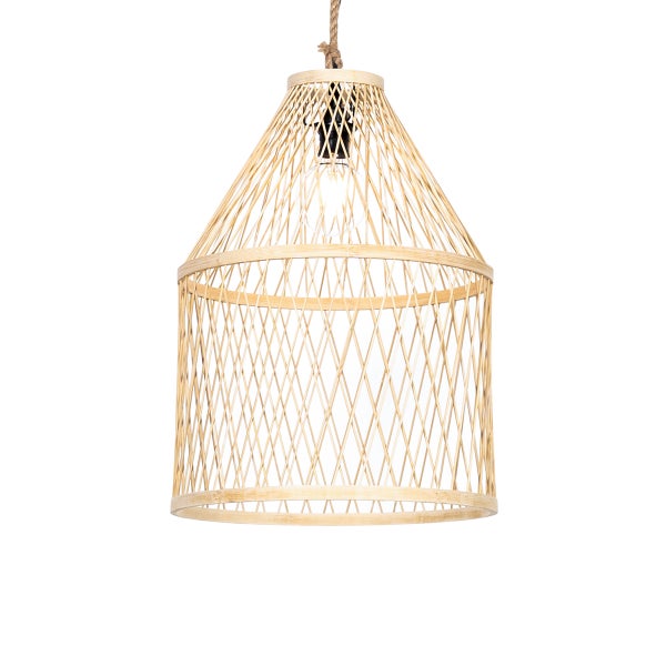 Ländliche Hängelampe für den Außenbereich, Rattan, 40 x 55 cm – Calamus