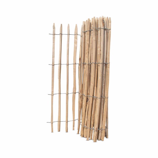 Französischer Premium Staketenzaun Kastanie - Länge 5 Meter, Höhe 150 cm, Lattenabstand 6-7 cm