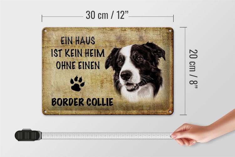 Blechschild Spruch 30x20cm Border Collie Hund ohne kein Heim