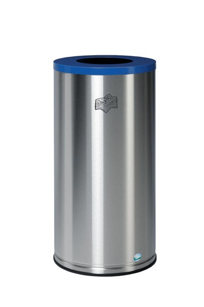 PROREGAL Robuster Wertstoffsammler Mit Deckel 70 Liter HxBxT 70 x 35,5 x 35,5 cm Beschichteter Edelstahl Blau