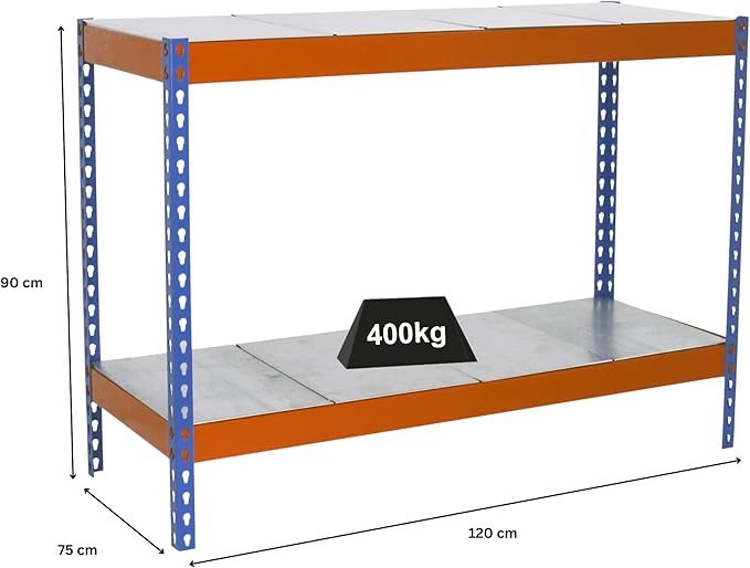 PROREGAL Schwerlastregal Mini Metal Yeti Two HxBxT 90 x 120 x 75 cm Fachlast 400 kg Blau-Orange