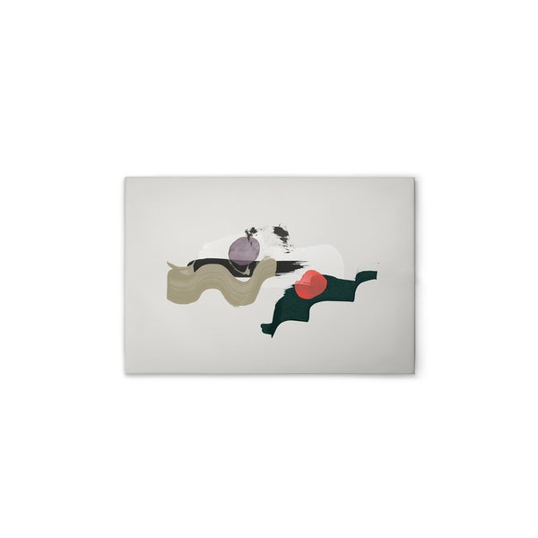 Abstrakte Leinwandkunst mit geometrischen Formen und Pinselstrichen