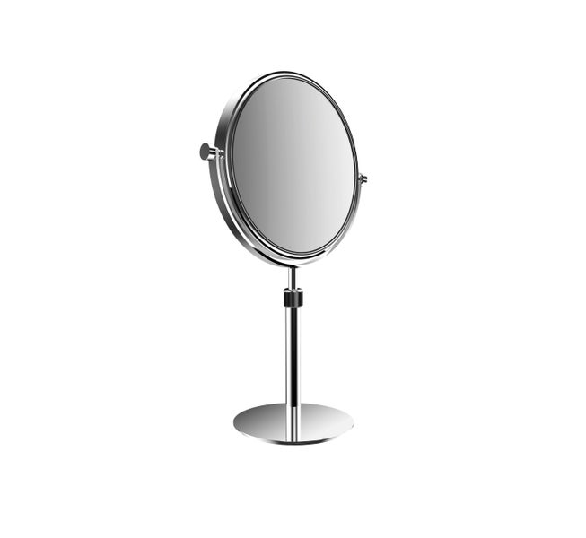 Calmwaters Rasierspiegel/Kosmetikspiegel Standspiegel, 3/1-fach Vergrößerung, chrom, rund, zweiseitige Spiegelfläche, höhenverstellbar, 360° drehbar, Kristallglas, Metall, 80BS6250