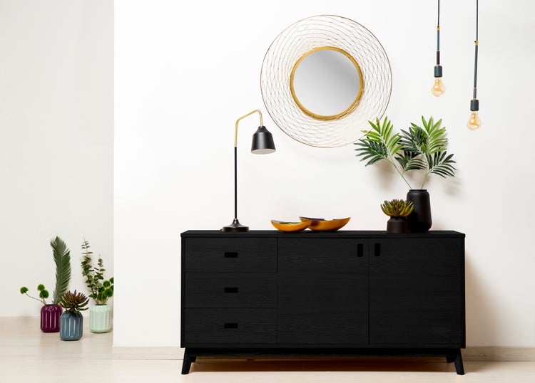 Minimalistische Tischlampe in Schwarz, Skandinavischer Stil 69 cm | Wohnzimmer Esszimmer Leuchte