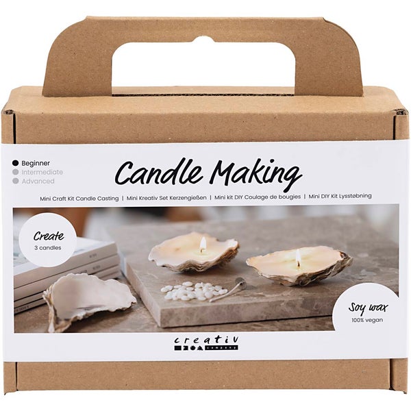 Creativ Company  Mini Kreativ Set Kerzengießen, Sojawachskerzen in Austernschalen, Creme