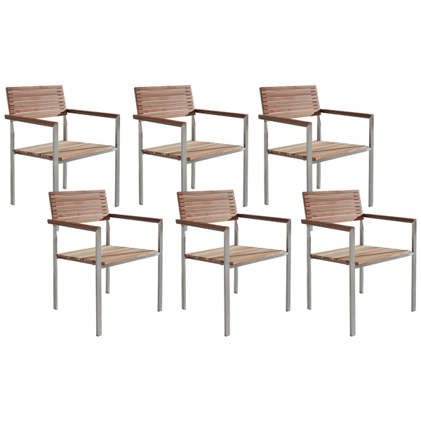 Gartenstuhl 6er Set VIAREGGIO Teakholz Braun