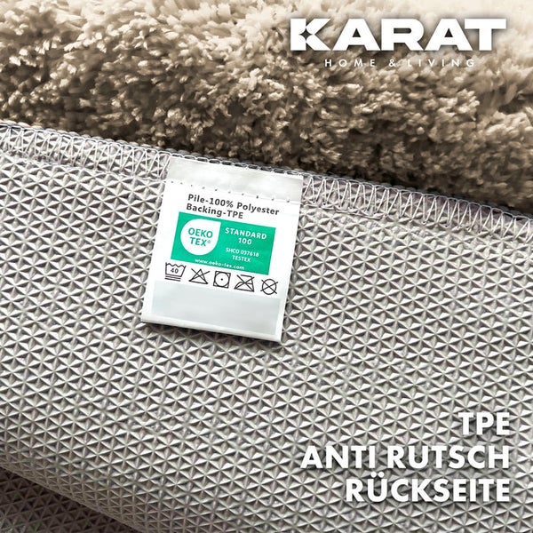 Karat Teppich mit Öko-Tex Standard 100 Siegel und TPE Anti-Rutsch-Rückseite