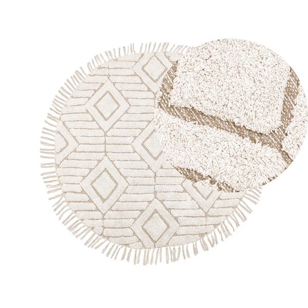 Teppich HORASAN Hellbeige ø 140 cm Baumwolle