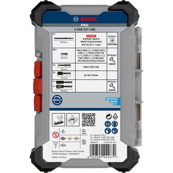 Bosch PRO Impact Schrauberbits und Multi Construction Bohrer Mixed Set 40-tlg. - 2608521U85