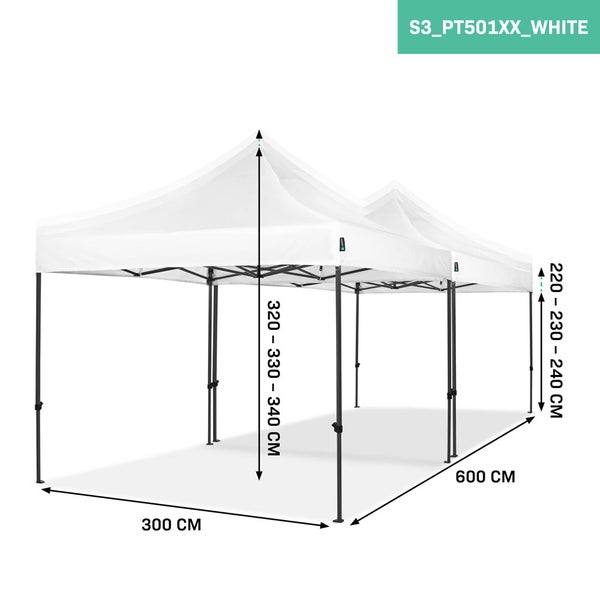 VONROC Pavillon 6x3m wasserdicht stabil - Partyzelt EasyUp System [3Min Aufbau] Popup Faltpavillon modular erweiterbar als Festival Zelt, Gartenpavillon