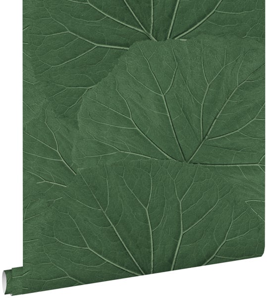 ESTAhome Tapete große Blätter Dunkelgrün - 53 cm x 10.05 m - 138996