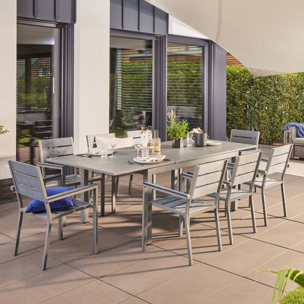 Home Deluxe - Gartentisch ausziehbar - CASA - Gestell und Tischplatte Aluminium, ca. 160 (240) x 100 x 74 cm - inkl. Zubehör I Gartenmöbel Ausziehtisch Balkonset