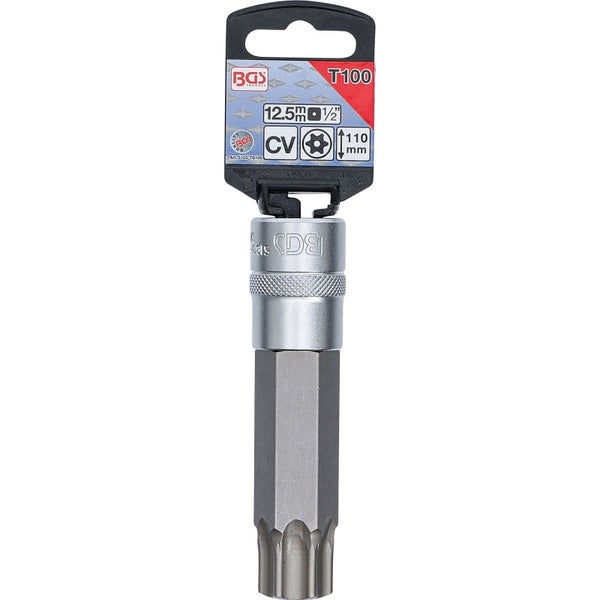 BGS Bit-Einsatz Länge 110 mm Antrieb Innenvierkant 12,5 mm (1/2) T-Profil (für Torx) mit Bohrung T100 - 5103-TB100
