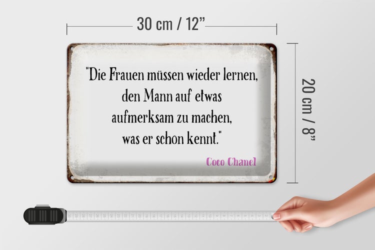 Blechschild Spruch 30x20cm Frauen müssen nicht lernen Mann