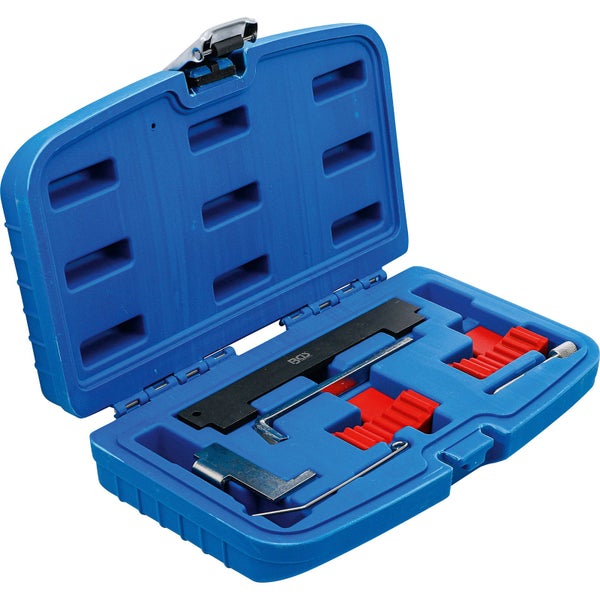 Steuerkettenwerkzeugsatz in geöffnetem, blauem Kunststoffkoffer