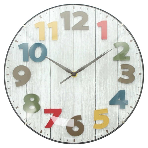 FRANK FLECHTWAREN | Wanduhr Colorful, 30,5 x 5,5 x 30,5 cm , KUNSTSTOFF