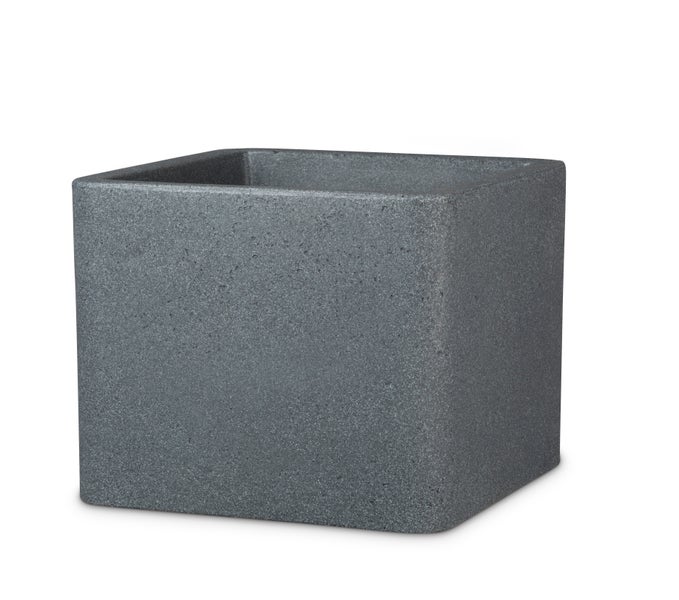 Scheurich Alea 40, Pflanzgefäß/Blumentopf/Pflanzkübel, quadratisch,  aus Kunststoff Farbe: Schwarz-Granit, 38 cm Durchmesser, 33 cm hoch, 44 l Vol.