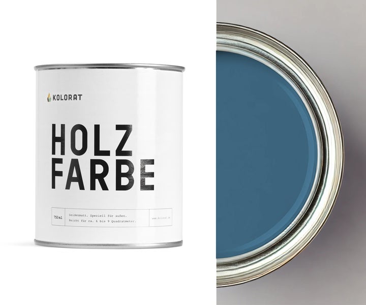 Kolorat Holzfarbe, wetterfest für Außen - Dunkelblau mit einem Hauch Grün K/67-17-9-55/T – 0.75L  Hochwertige Wetterschutzfarbe, höchste Deckkraft, Holzschutz - schützt vor UV-Strahlen & Witterung, schnelltrocknend, für Holz im Außenbereich