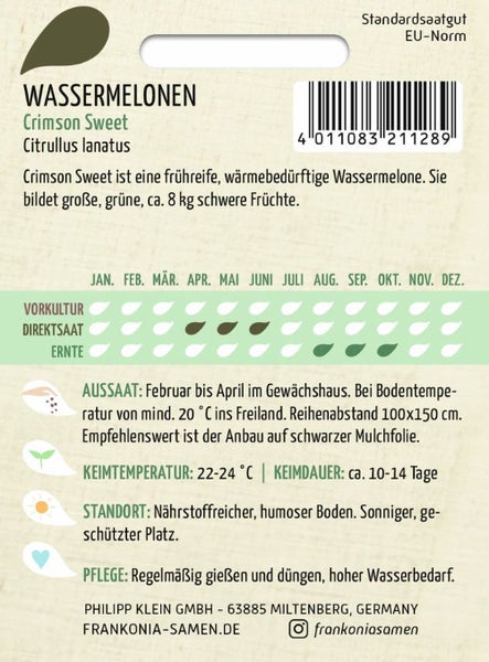 Wassermelonen Crimson Sweet Saatgutpackung