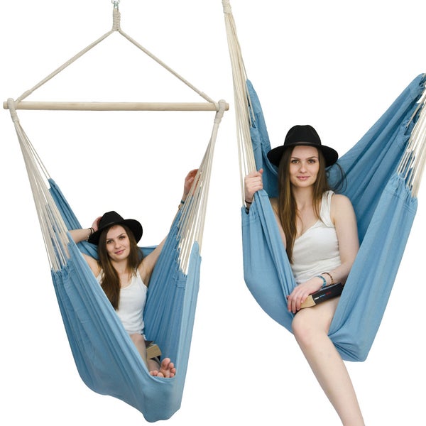 XXL Hängesessel Relaxsessel 185x130cm bis 150kg in Pazifik Blau