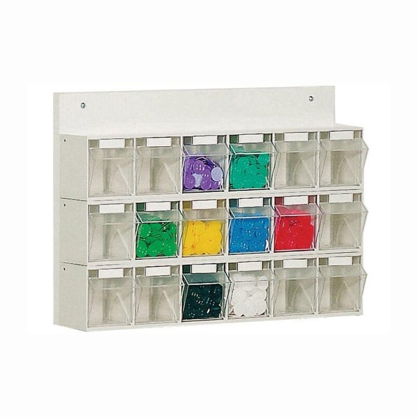 Lockweiler Klarsichtmagazin mit Holzrückwand  H 410 x B 600 x T 108 mm weiß - 1551814
