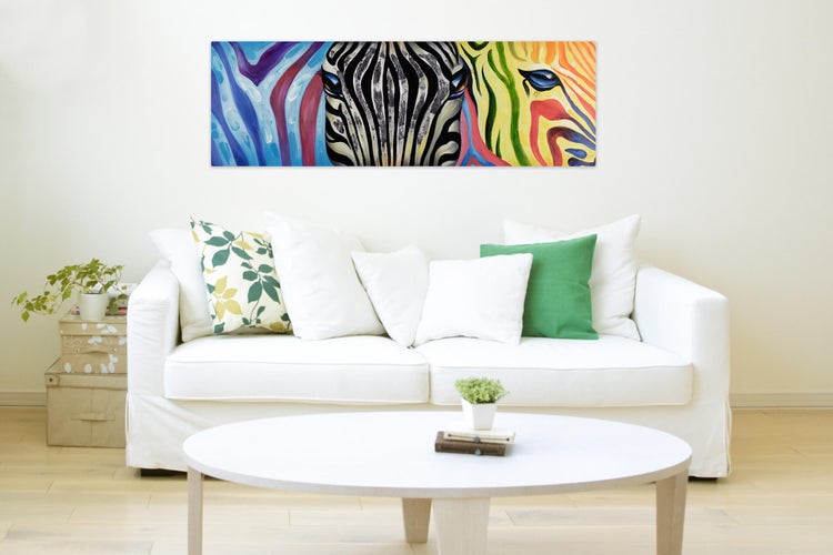 Handgemaltes Gemälde Acrylfarbe 150x50cm Bunt