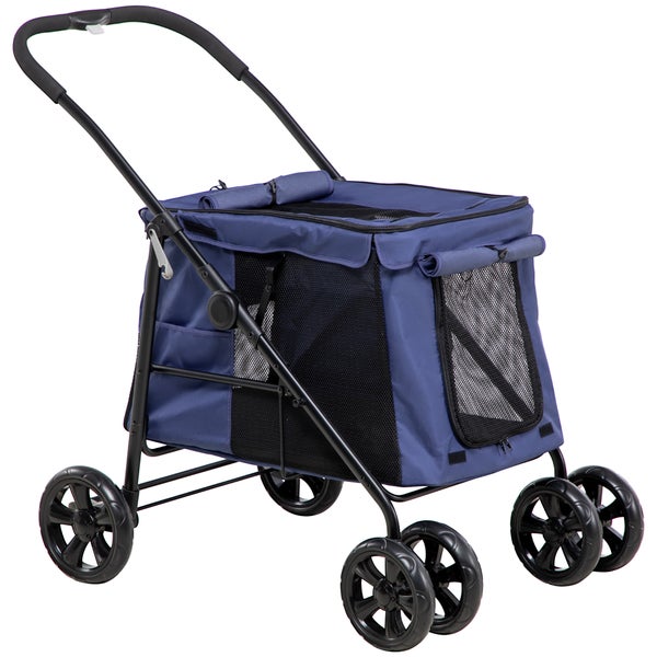 PawHut Hundewagen, 102L x 62B x 105H cm, Oxford-Gewebe, Stahl, Blau