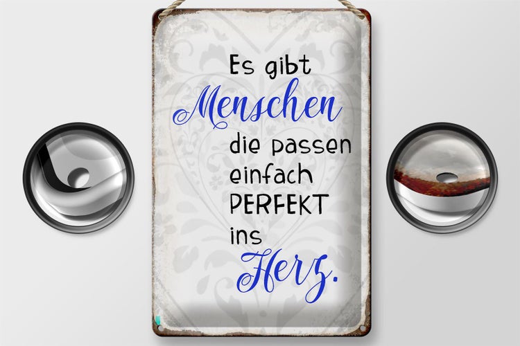 Blechschild Spruch 20x30cm gibt Menschen passen ins Herz