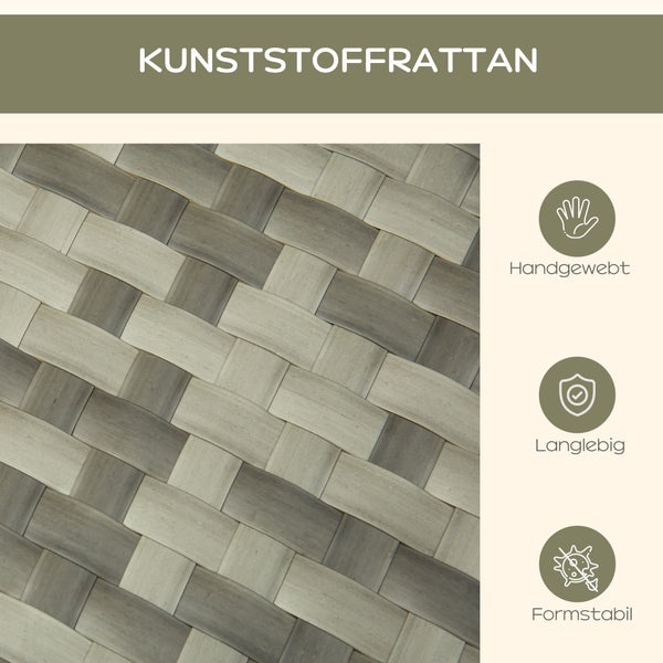 PawHut Hundesofa, 75L x 75B x 20H cm, Stahl, Oxfordstoff, PE-Rattan, Schaumstoff, Grau