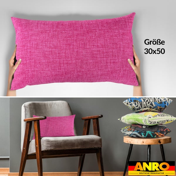 Kissenhülle Fuchsia 30x50cm mit Füllung Leinenoptik