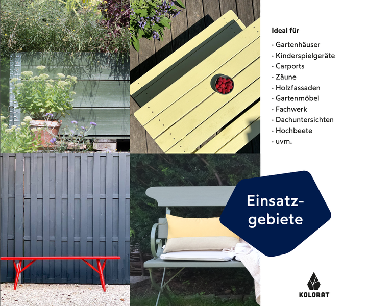Kolorat Holzfarbe, wetterfest für Außen - Reinweiß – 2.5L  Hochwertige Wetterschutzfarbe, höchste Deckkraft, Holzschutz - schützt vor UV-Strahlen und Witterung, schnelltrocknender Anstrich, ideal für Holz im Außenbereich