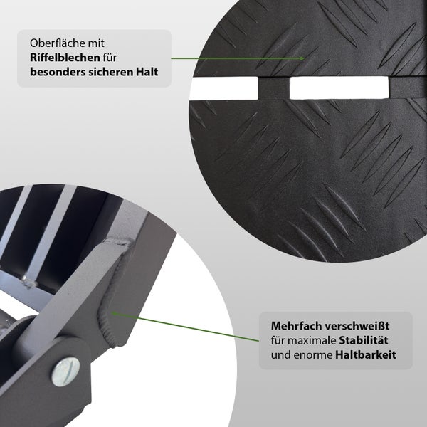 TRUTZHOLM 1 x Auffahrrampe klappbar 228cm Traglast 680kg Alu schwarz Riffelblechoptik Motorradrampe Verladerampe