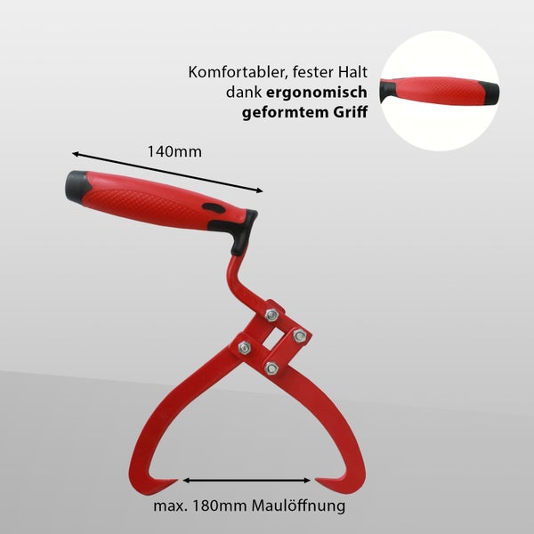 Stein- und Steinzange mit ergonomischem Handgriff und einer maximalen Maulöffnung von 180 Millimeter