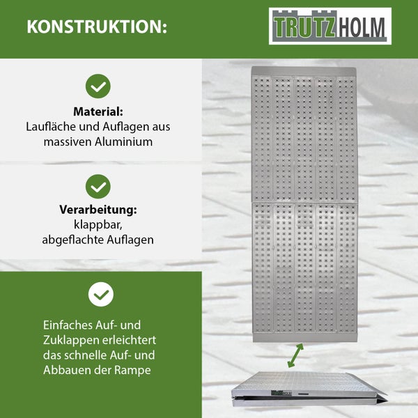 Tragbare Aluminiumrampe von TrutzHolm, klappbar für einfachen Auf- und Abbau