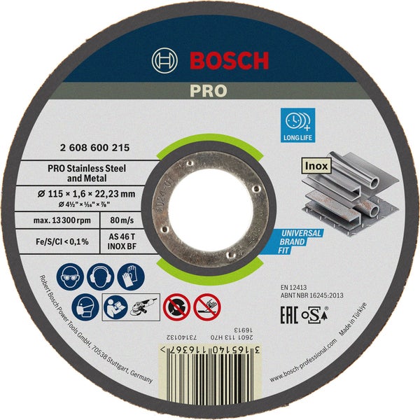 Bosch PRO Stainless Steel and Metal Trennscheibe 115 x 1,6 x 22,23 mm - 2608600215