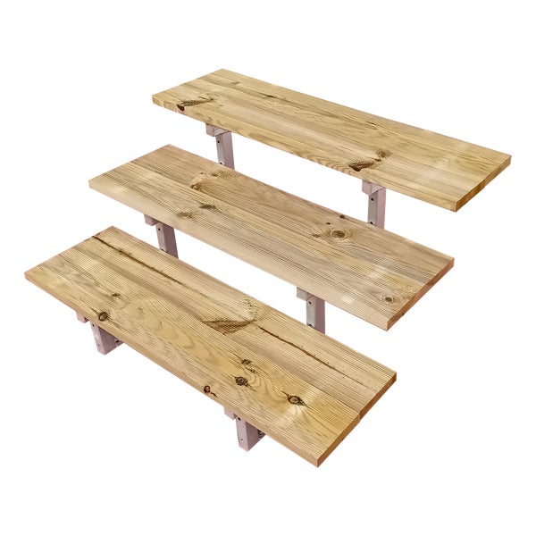 OSLO - Außentreppe, Gartentreppe, Terrassentreppe  Stahl H54cm 3 Stufen Holz KDI Breite 80cm