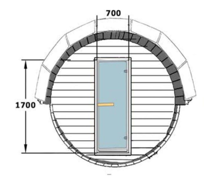 FinnTherm Fasssauna Samantha Fasssauna 2 Sitzbänke aus Holz, Sauna mit 42 mm Wandstärke, Außensauna mit Montagematerial, Naturbelassen