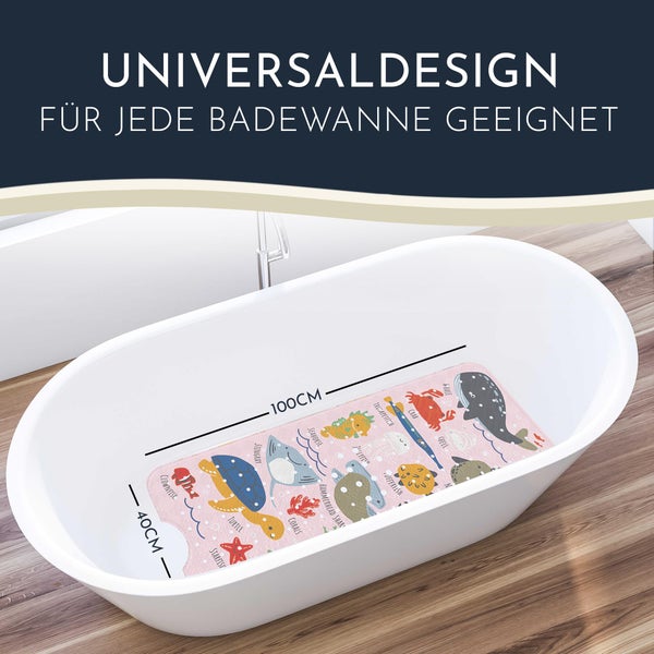 Homerella® Badewannenmatte rutschfest Kinder - 100% BPA frei Inkl. 2 Haken zum Aufhängen 100x40cm - Antirutschmatte Badewanne Baby hautsensitiv & schimmelresistent - Badematte rutschfest & waschbar