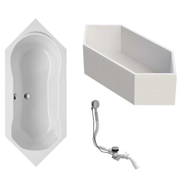 Eckbadewanne mit Ablaufgarnitur