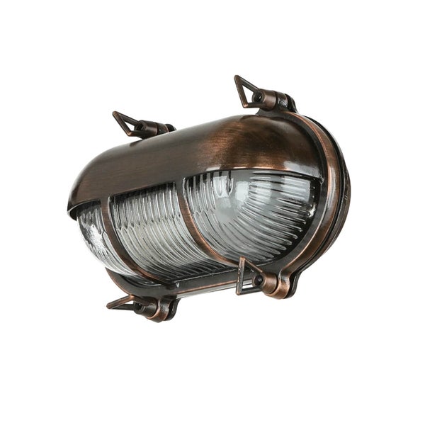 Ovale Außenleuchte mit klarem, geriffeltem Glas