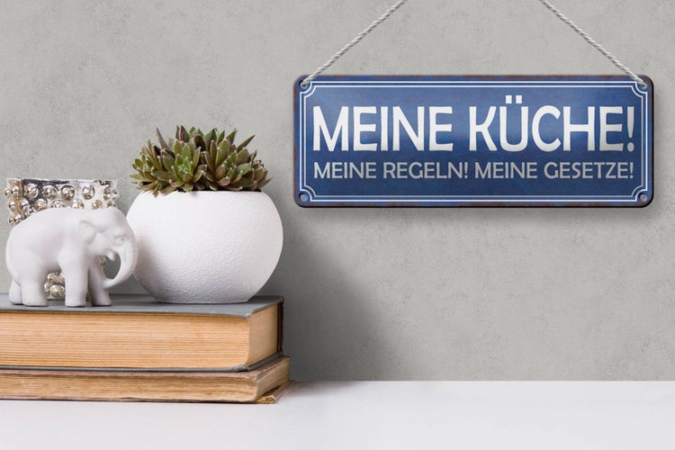 Blechschild Spruch 27x10cm meine Küche Regeln meine Gesetze Dekoration